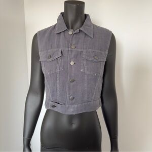 🌿 Zara 100% Linen Gray Cropped Vest – Size Medium